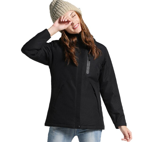 Winter USB Infrared Heating Cotton Men Women Jacket Outdoor Camping Windproof Windbreaker Hiking Climbing Fleece Coat