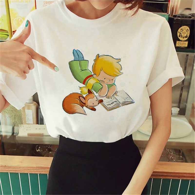 Summer Little Prince Pattern Printed Women's T-shirt Fashionable and Exquisite Women's Top Girls' Summer Wear