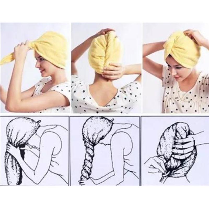 Women Bathroom Super Absorbent Quick-drying Microfiber Bath Towel Hair Dry Cap Salon Towel