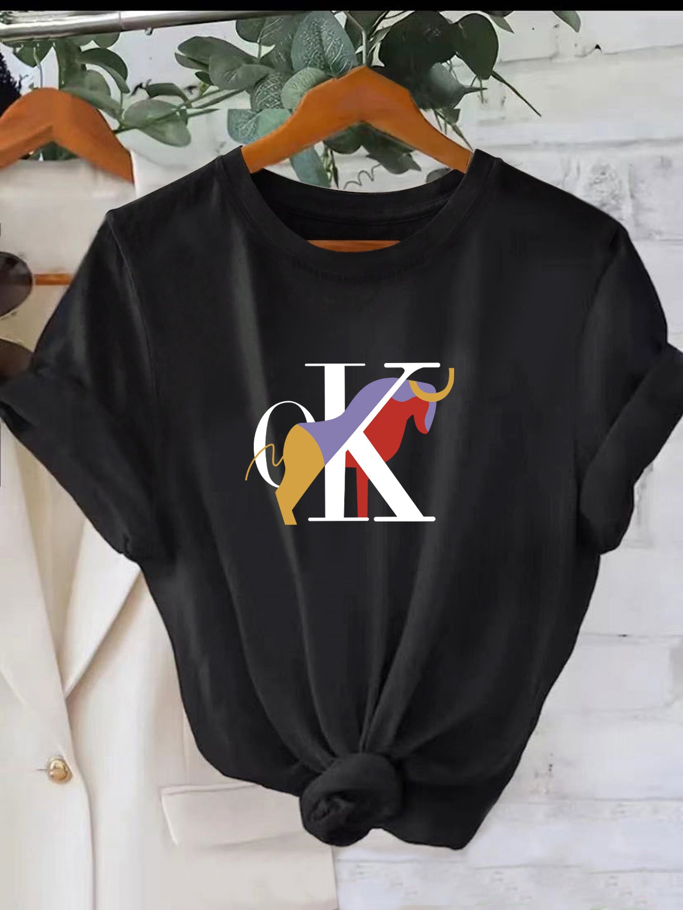 Multi-color Round Neck Short Sleeve