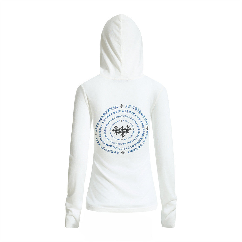 Long Sleeve Hooded T-Shirt Punk Sporty Slim Fit Pullover