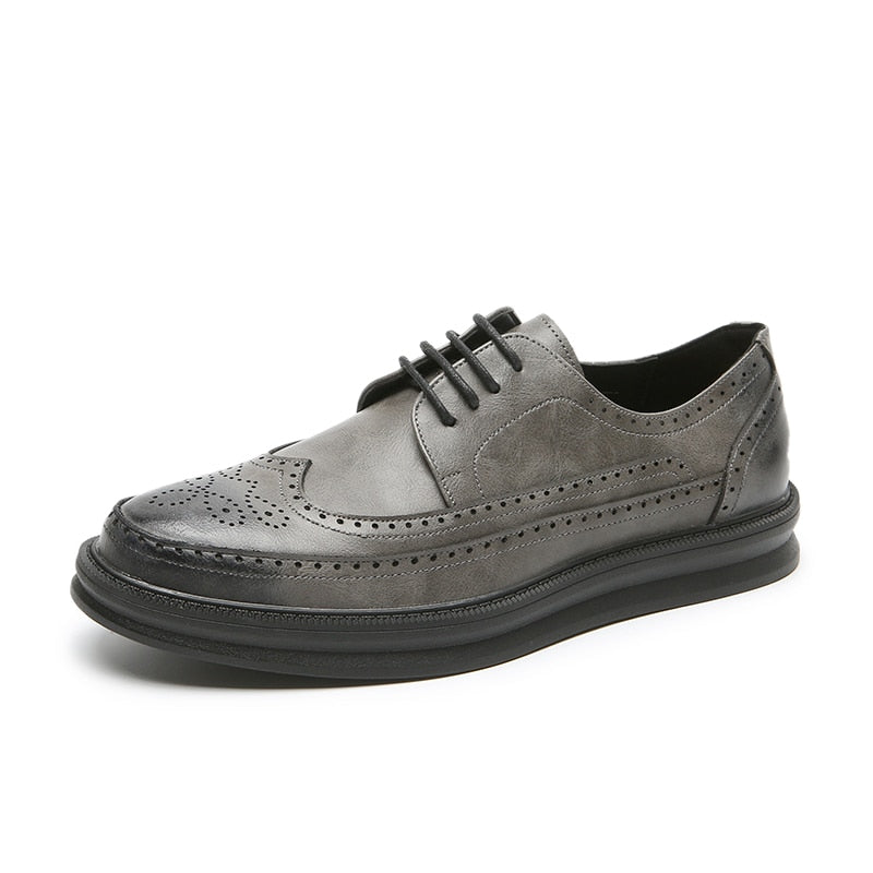 Oxford Shoes Fashion Brogue Men Leather Formal Dress Shoes Man Comfortable Office Party Footwear