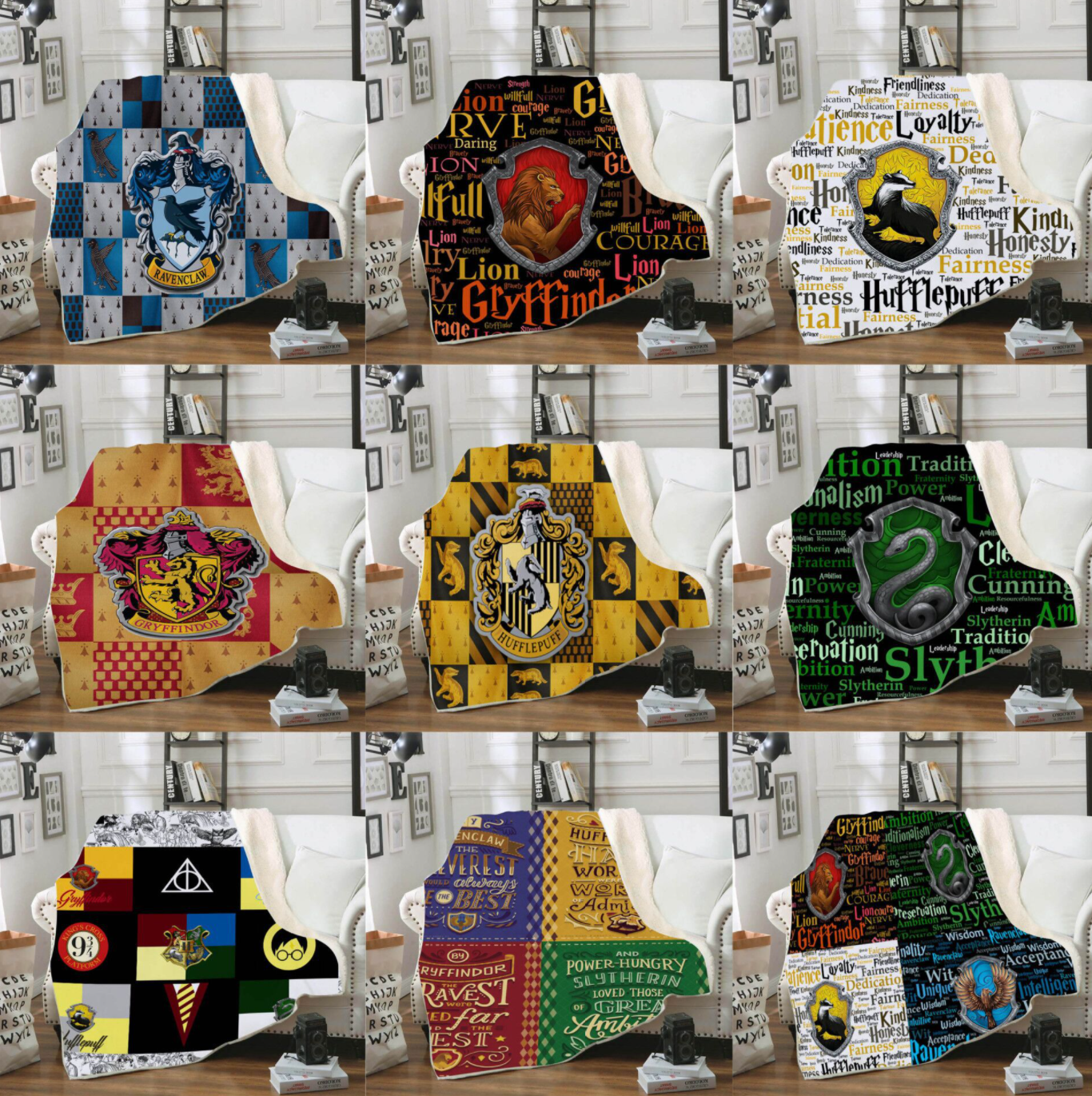 Harry Potter 3d Digital Printing Cotton Velvet Square Blanket Double-Layer Thickened Lazy Sofa Blanket