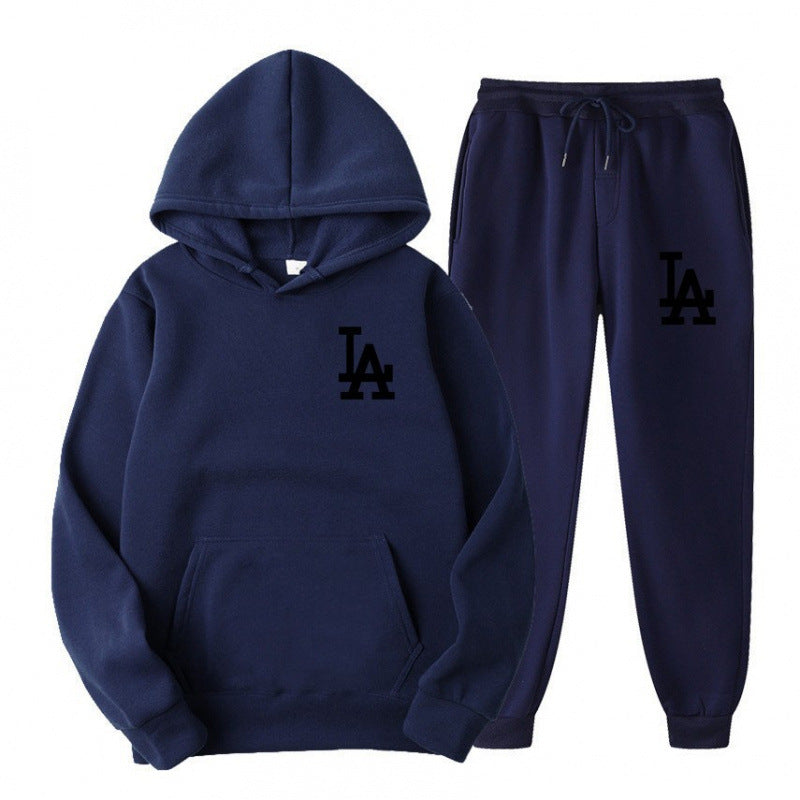 Hooded Sweatshirt Printed Unisex Lightweight Fleece Trendy Loose Casual Sweatshirt and Pants Set Jacket Winter Men's Fashion