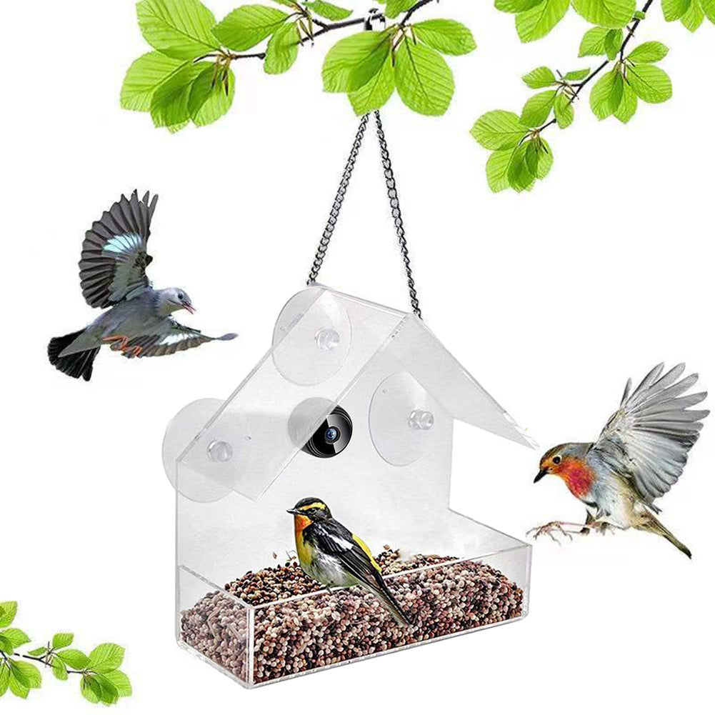 Outdoor Real-Time Monitoring Bird Feeder with HD Camera WiFi Transparent Visible Feeding