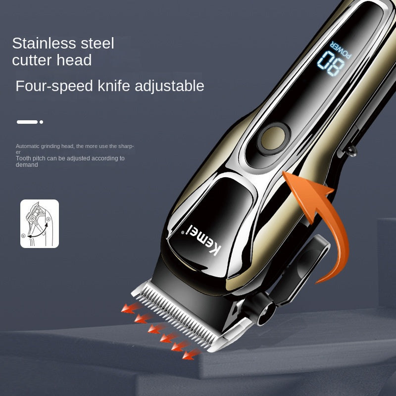 KM-1990PG Hair Clipper Electric Shaving Head High Power LCD Digital Display Electric Pushing Hair Salon Special