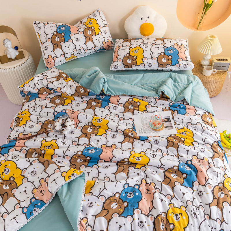 Ins Washed Cotton Summer Cool Quilt Double Air Conditioner Quilt Summer Single Dormitory Thin Quilt