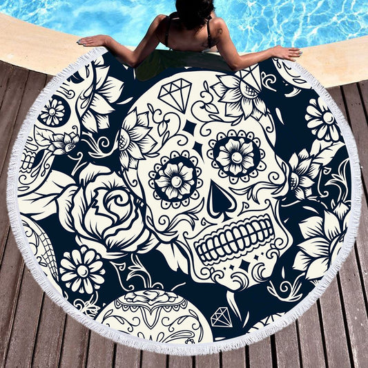 Halloween Skull Beach Towels Boho Swimwear Bathing  Blanket