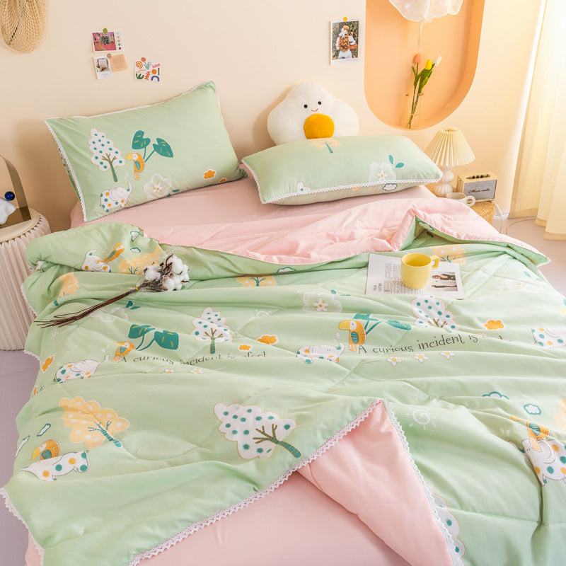 Ins Washed Cotton Summer Cool Quilt Double Air Conditioner Quilt Summer Single Dormitory Thin Quilt