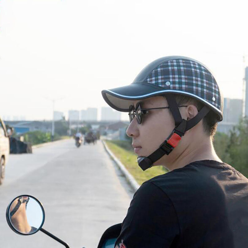 Motorcycle Helmet Summer Half Helmet Electric Car Leather Hat Men's and Women's Personality Baseball Leather Helmet
