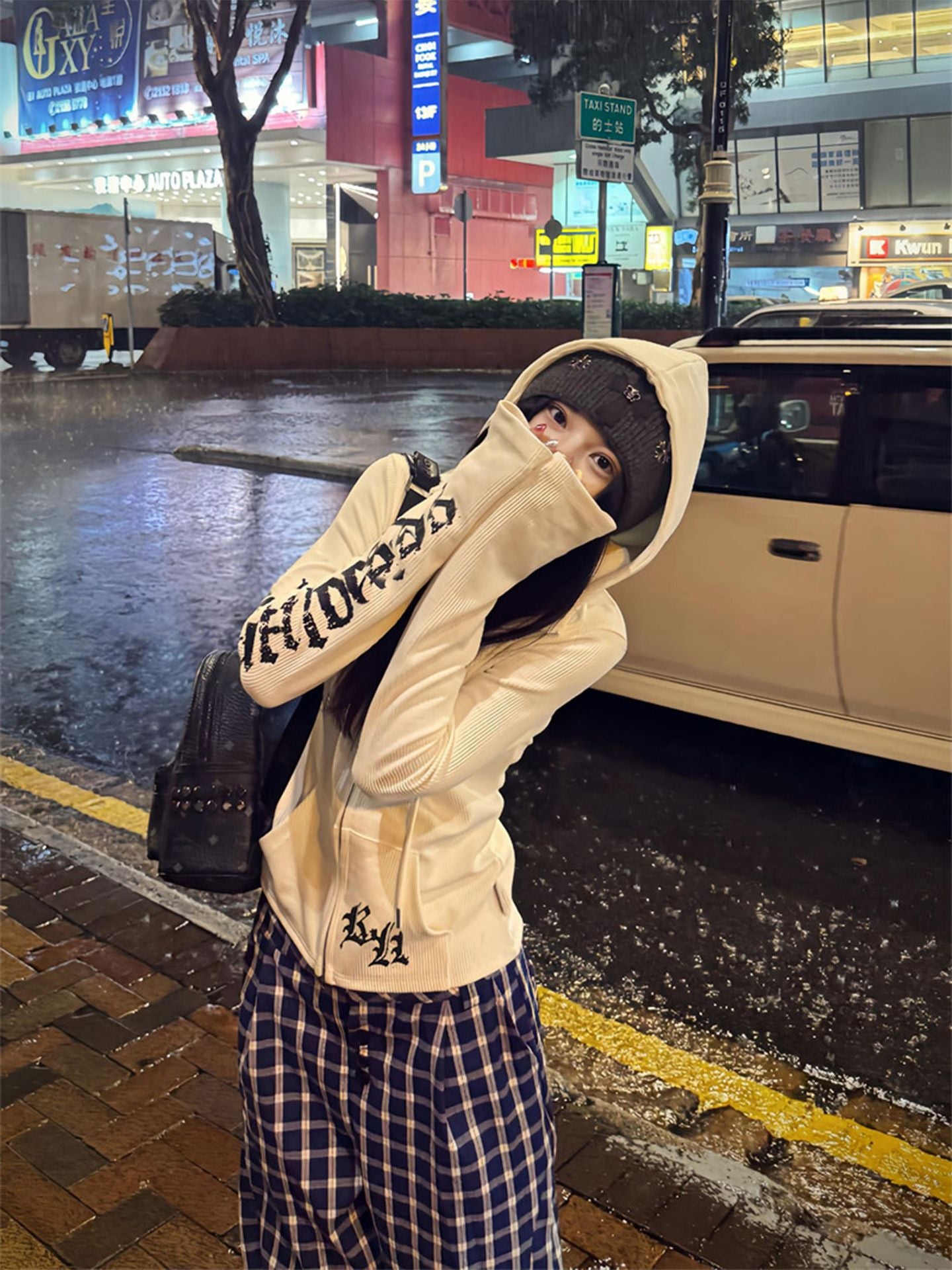 Retro Letter High Street Long Sleeve Open Front Hoodie for Women