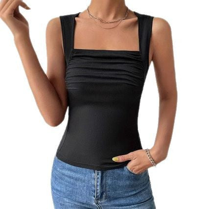 Sexy Fitted Elegant Versatile Small Stand Collar Sleeveless Tank Top