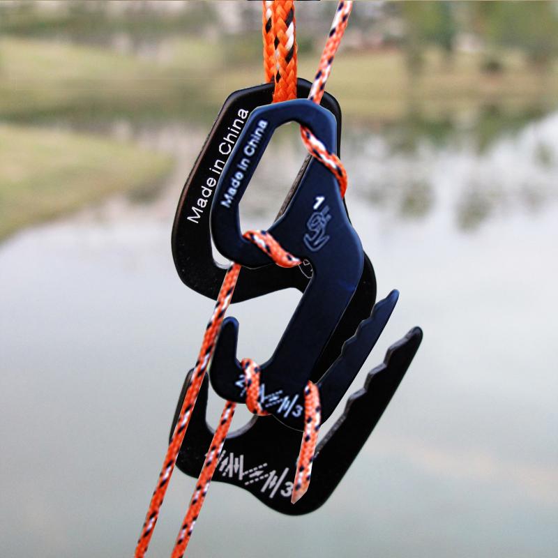 ShineTrip 2pcs  Outdoor Camping Tent Hook Aluminum Alloy 9 Shape Buckle Wind Rope Stopper Bundle Tight Paracord Sun Shelter