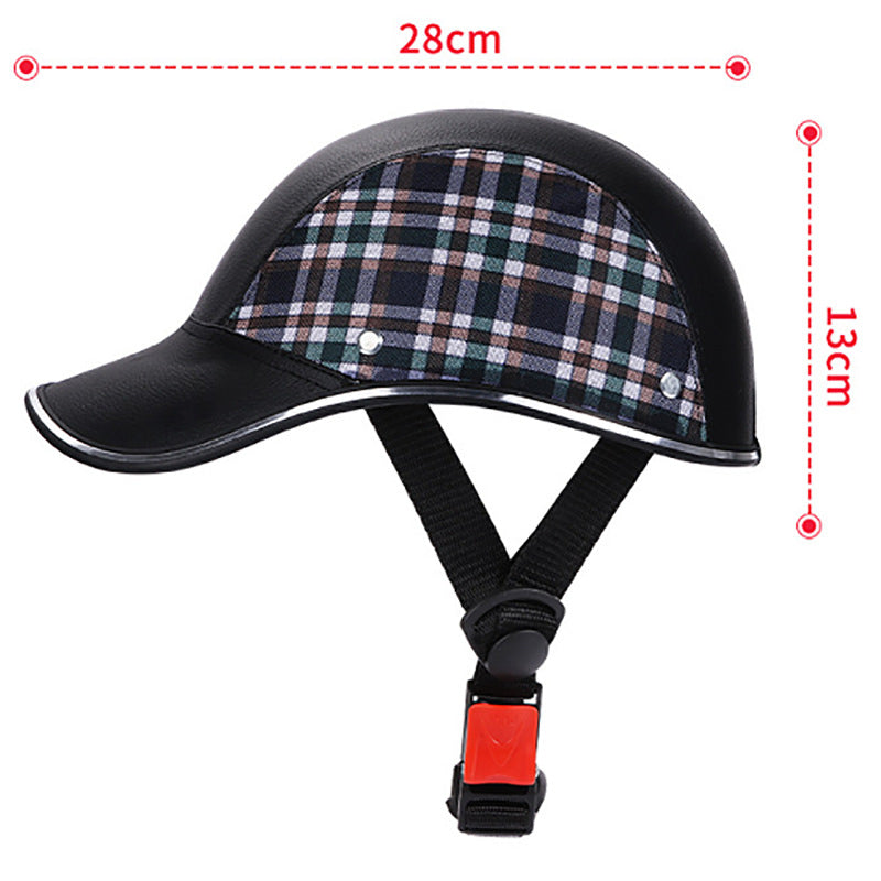 Motorcycle Helmet Summer Half Helmet Electric Car Leather Hat Men's and Women's Personality Baseball Leather Helmet