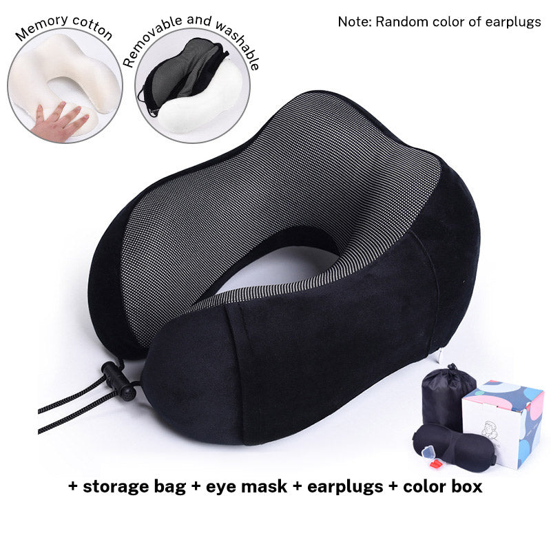 U Shaped Pillow Memory Cotton Travel Pillow Neck Protection Pillow Aircraft Nap Neck Protection Pillow Storage Magnetic Cloth