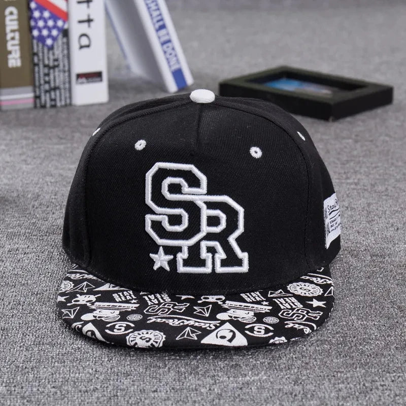 Embroidered Letter SR Baseball Cap Men Hip Hop Cap Women Outdoor Sports Casual Flat Brim Hat Adjustable Biker Hat