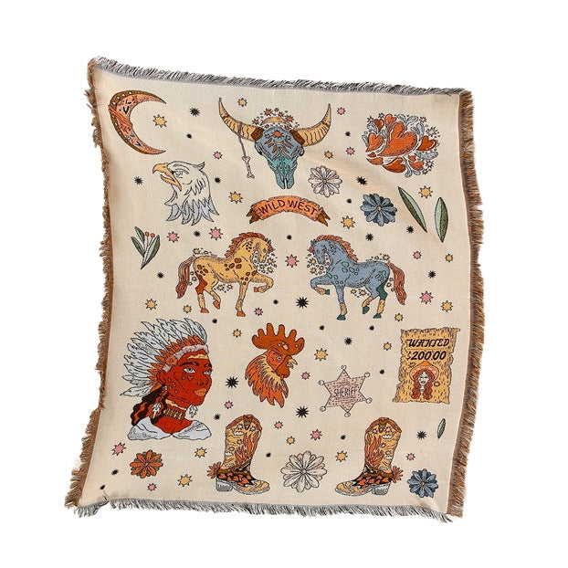 Artistic Sketch Throw Blanket, Camping Blanket, Leisure Blanket, Nap Blanket, Sofa Throw, Picnic Blanket, Bed End Blanket