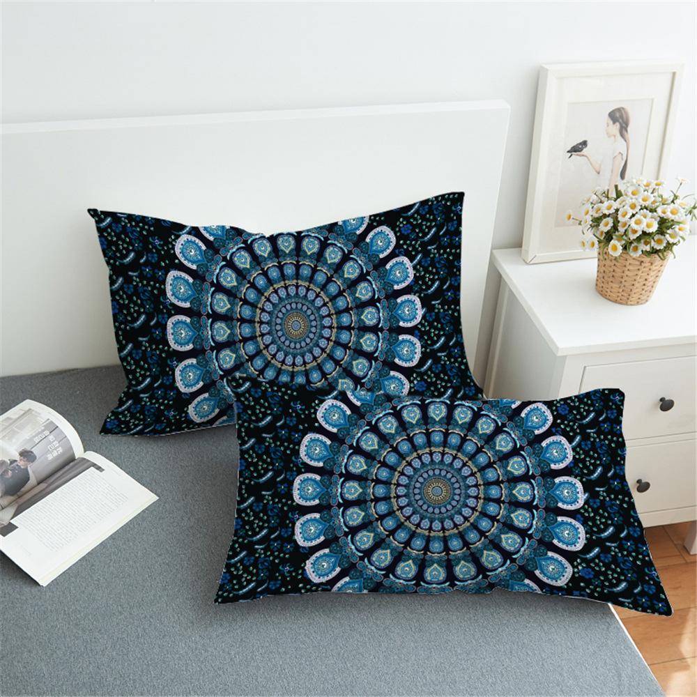 Bedding  Pillowcase Blue Peacock Bohemian 3D Print Pillow Case Pillow Bedding