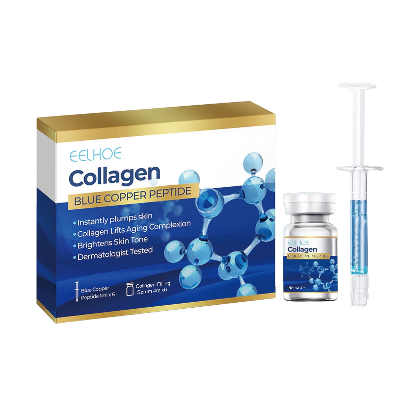 EELHOE Blue Copper Peptide, Collagen Moisturizing And Firming Facial Skin Anti-Aging Moisturizing Essence