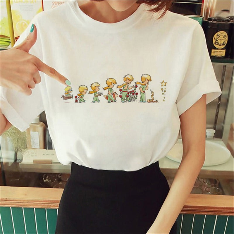 Summer Little Prince Pattern Printed Women's T-shirt Fashionable and Exquisite Women's Top Girls' Summer Wear