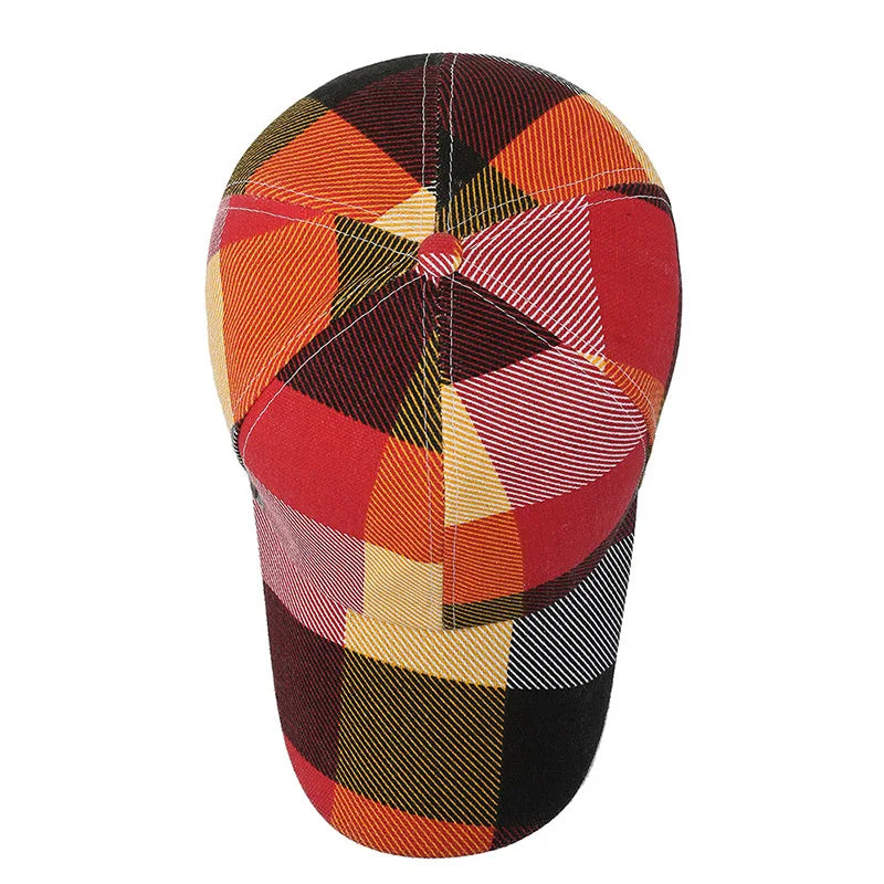 Large grid sun hat sunshade hat men's and women's windproof hat colorful and fashionable