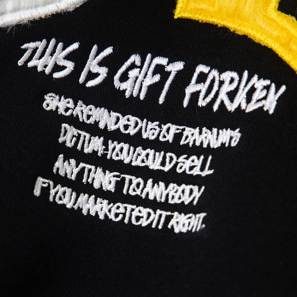 Letter plush embroidered hooded sweatshirt