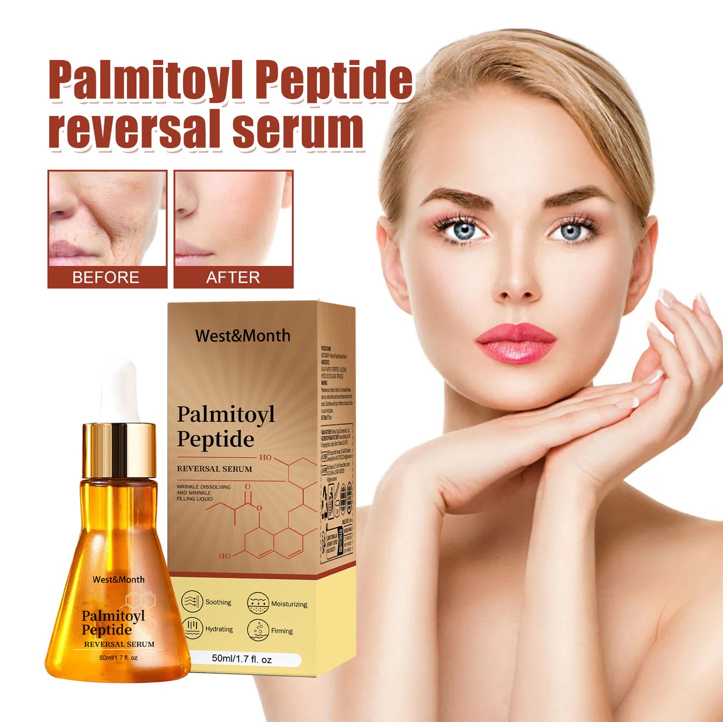 West&Month Palmitoyl Peptide Reversal Serum, Fade Lines Moisturizing Firming Anti-wrinkle Essence