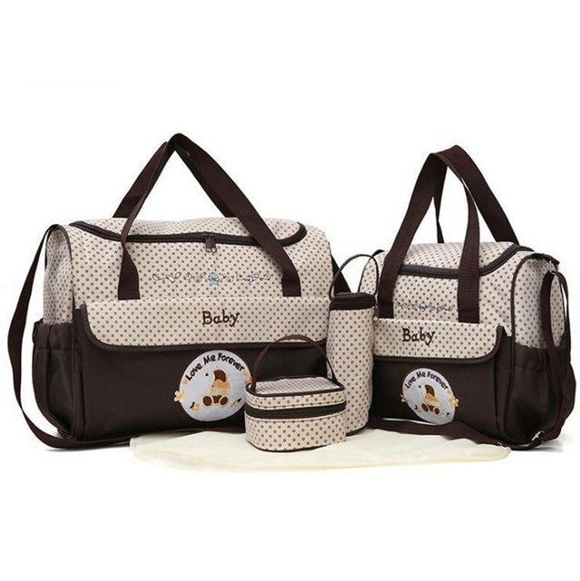 MOTOHOOD 38*18*30cm 5pcs Baby Diaper Bag Sets changing Nappy Bag For Mom Multifunction Stroller Tote Bag Organizer