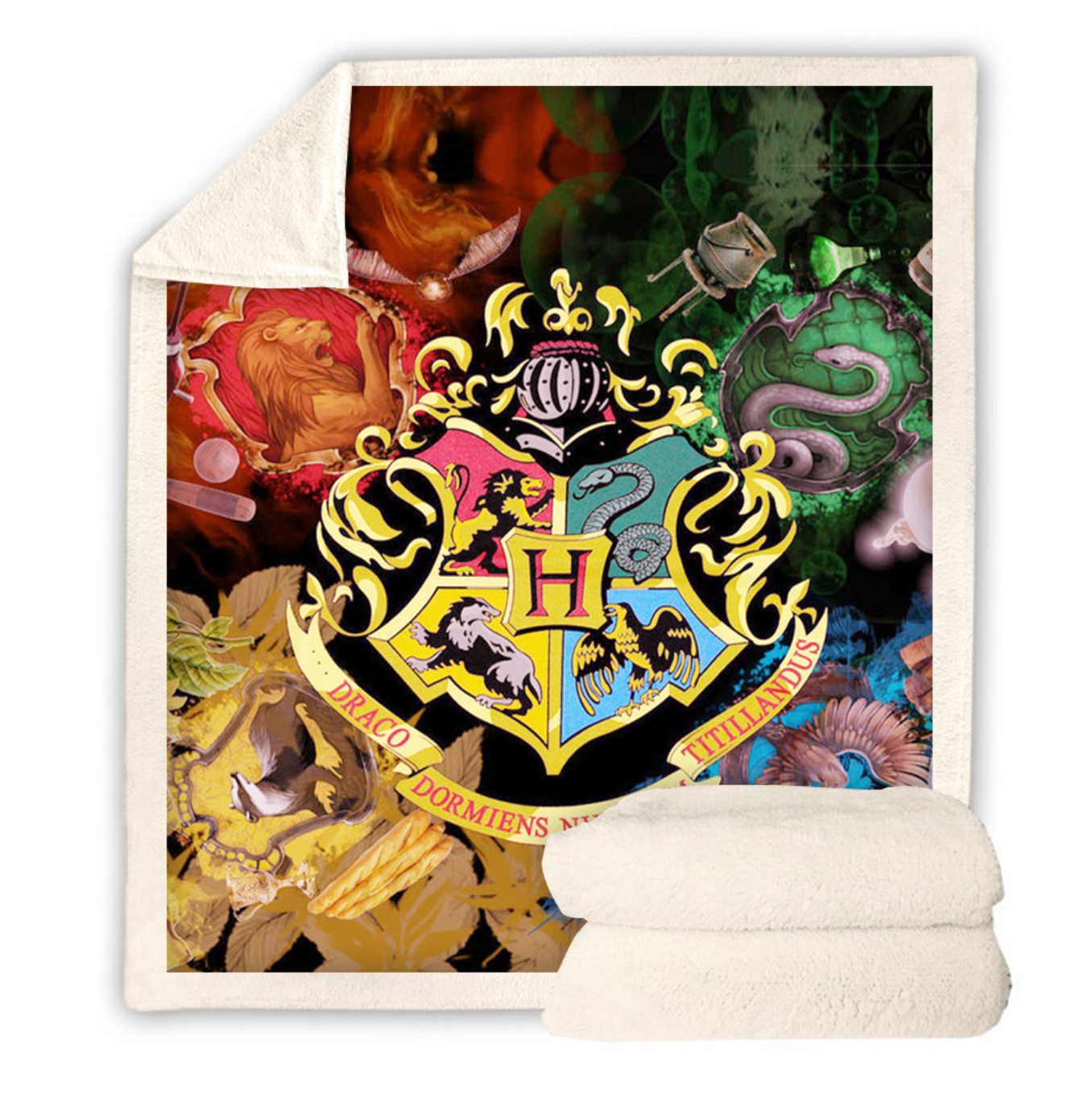 Harry Potter 3d Digital Printing Cotton Velvet Square Blanket Double-Layer Thickened Lazy Sofa Blanket