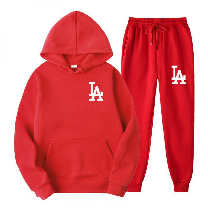 Hooded Sweatshirt Printed Unisex Lightweight Fleece Trendy Loose Casual Sweatshirt and Pants Set Jacket Winter Men's Fashion