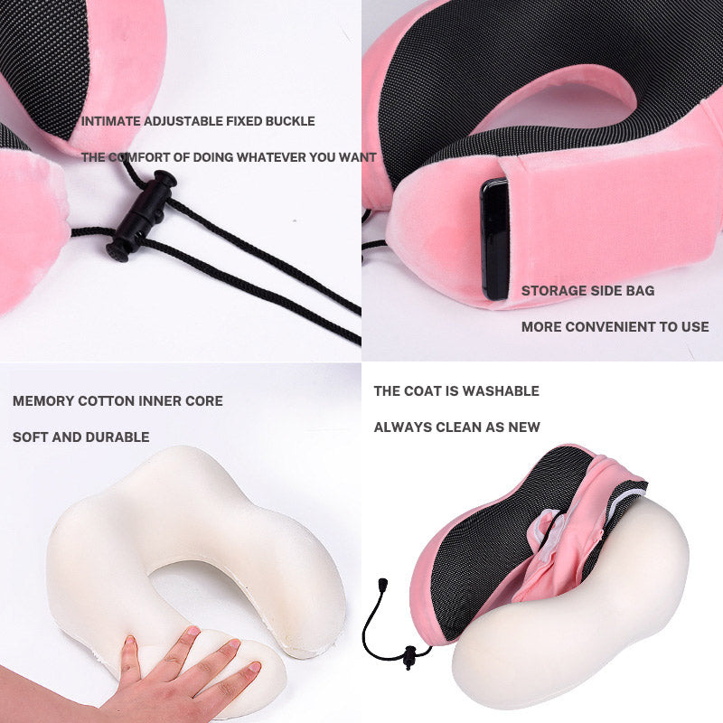 U Shaped Pillow Memory Cotton Travel Pillow Neck Protection Pillow Aircraft Nap Neck Protection Pillow Storage Magnetic Cloth