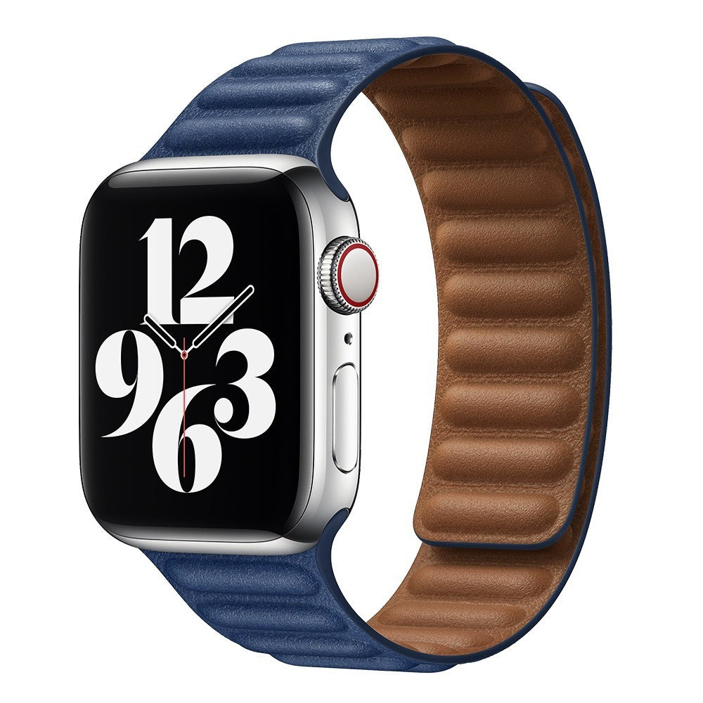 Suitable For iwatch8 Watchband S7 SE 6/5/43 Magnetic Suction New Leather Loopback Chain Apple Watch Wristband