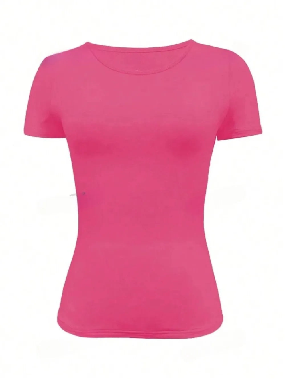 Short slim fit round neck short sleeved T-shirt