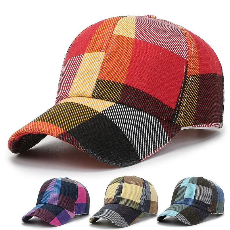 Large grid sun hat sunshade hat men's and women's windproof hat colorful and fashionable