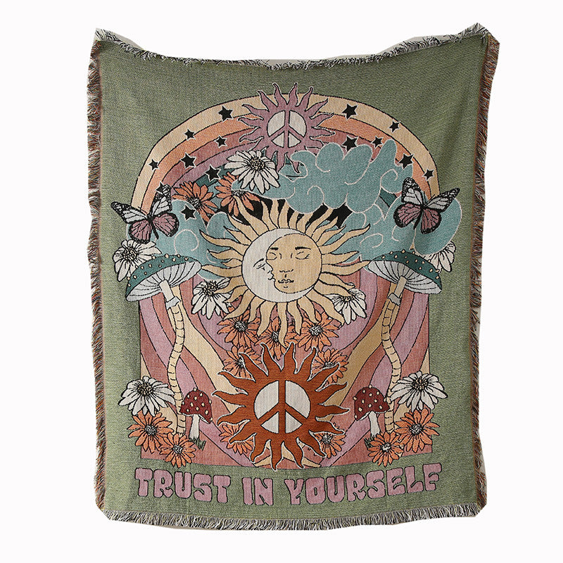 Artistic Sketch Throw Blanket, Camping Blanket, Leisure Blanket, Nap Blanket, Sofa Throw, Picnic Blanket, Bed End Blanket