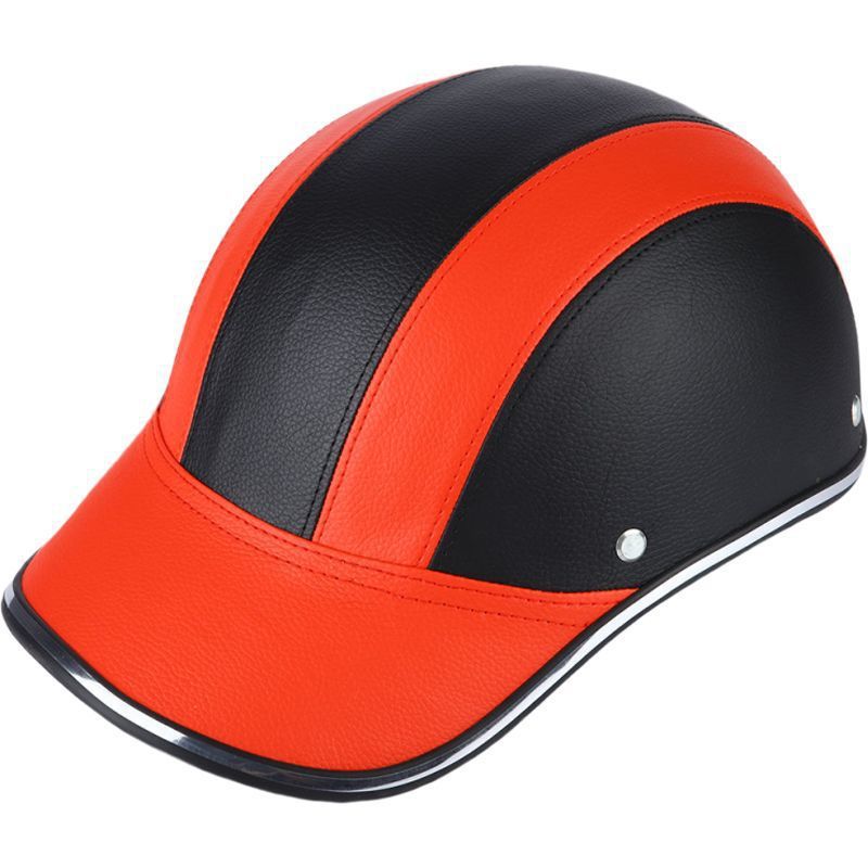 Motorcycle Helmet Summer Half Helmet Electric Car Leather Hat Men's and Women's Personality Baseball Leather Helmet