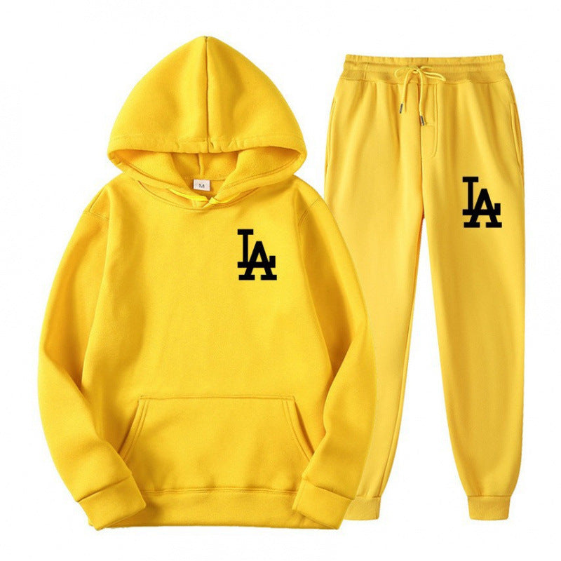 Hooded Sweatshirt Printed Unisex Lightweight Fleece Trendy Loose Casual Sweatshirt and Pants Set Jacket Winter Men's Fashion