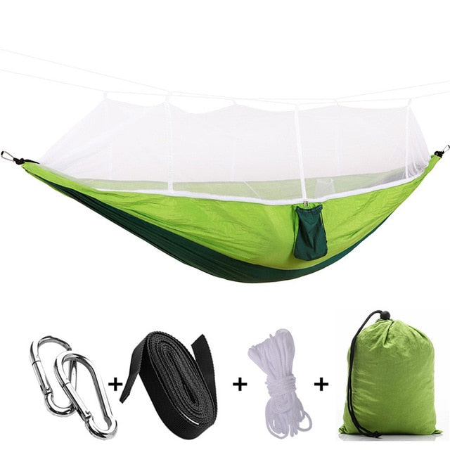 1 2 Person Outdoor Mosquito Net Parachute Hammock Camping Hanging Sleeping Bed Swing Portable  Double  Chair Hamac Army Green