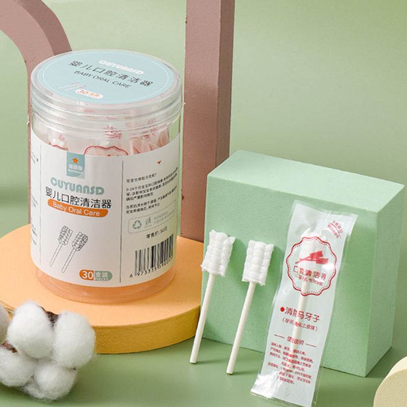 Baby Oral Cleaner Newborn Soft-Bristle Toothbrush Baby Tongue Cleaning Gauze Cotton Swab Child Cotton Stick