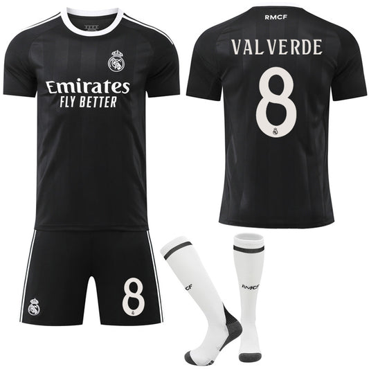 Black jersey Mbappe 7 Vinicius new Real Madrid black training goalkeeper football suit set