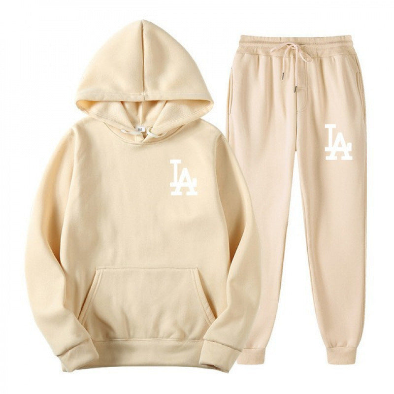 Hooded Sweatshirt Printed Unisex Lightweight Fleece Trendy Loose Casual Sweatshirt and Pants Set Jacket Winter Men's Fashion