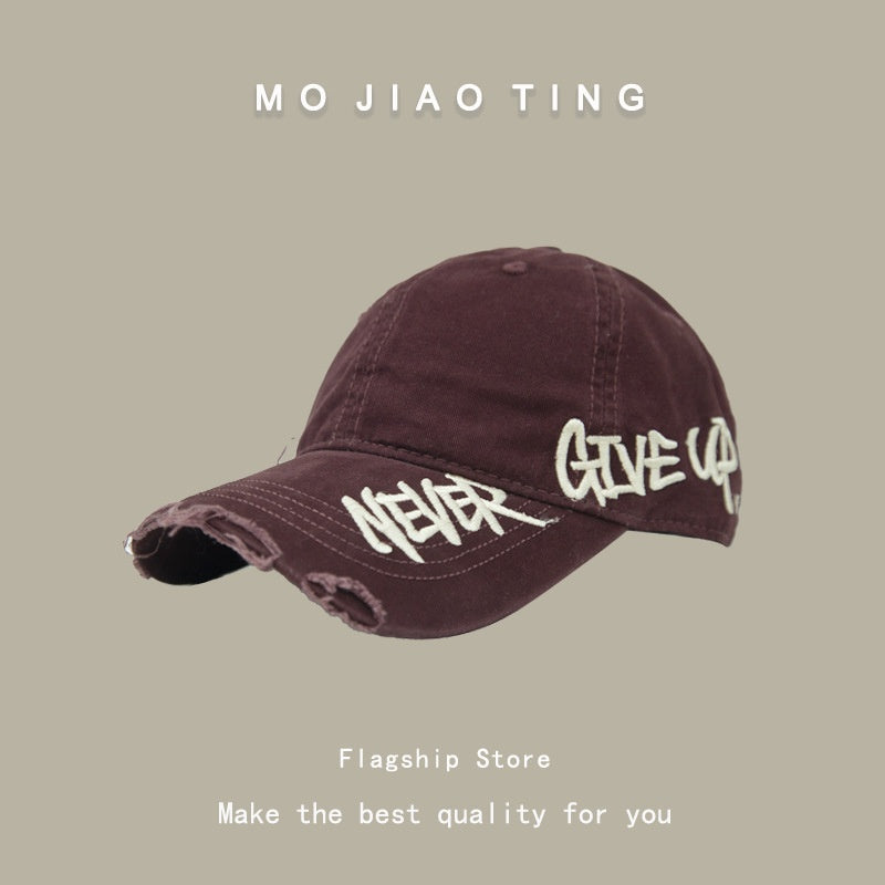 Summer sun shading letter embroidery versatile face enhancing small duckbill hat