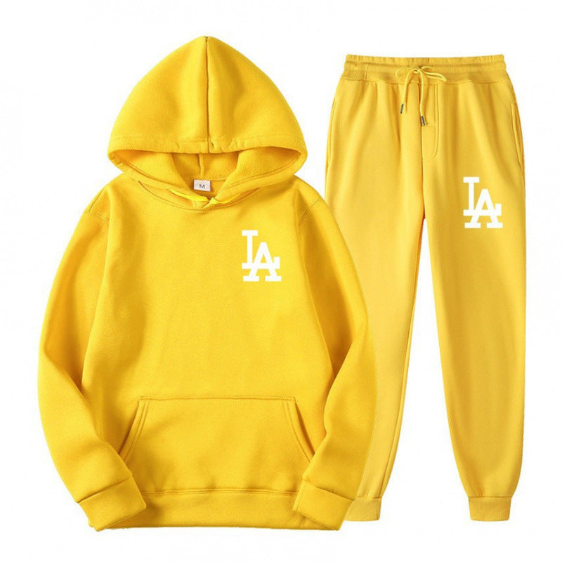Hooded Sweatshirt Printed Unisex Lightweight Fleece Trendy Loose Casual Sweatshirt and Pants Set Jacket Winter Men's Fashion