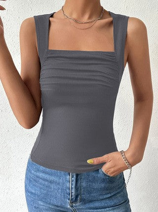Sexy Fitted Elegant Versatile Small Stand Collar Sleeveless Tank Top