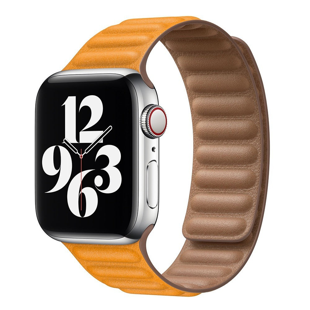 Suitable For iwatch8 Watchband S7 SE 6/5/43 Magnetic Suction New Leather Loopback Chain Apple Watch Wristband