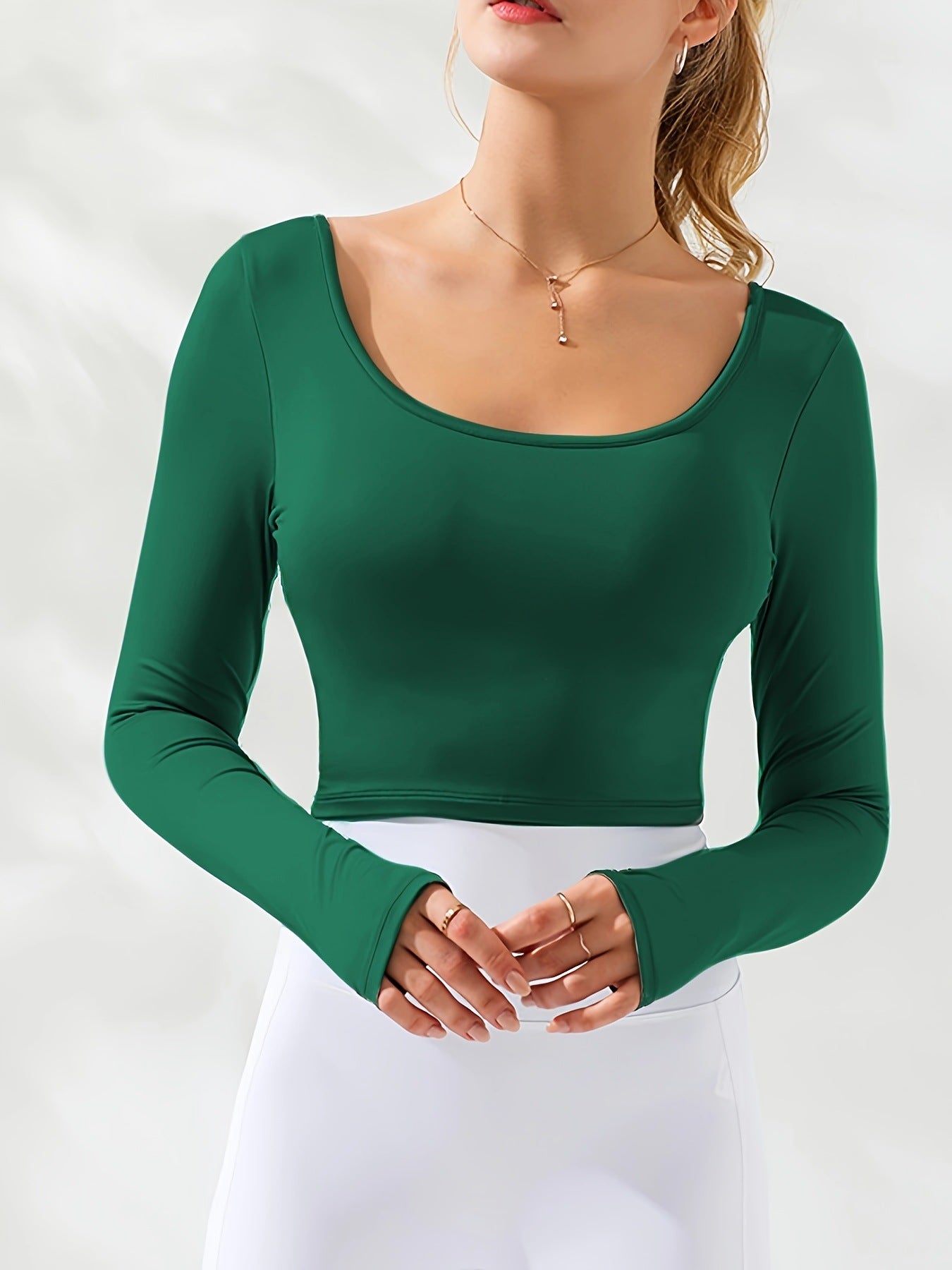 Long Sleeve Knit Crop Top for Women's Sports and Leisure Wear