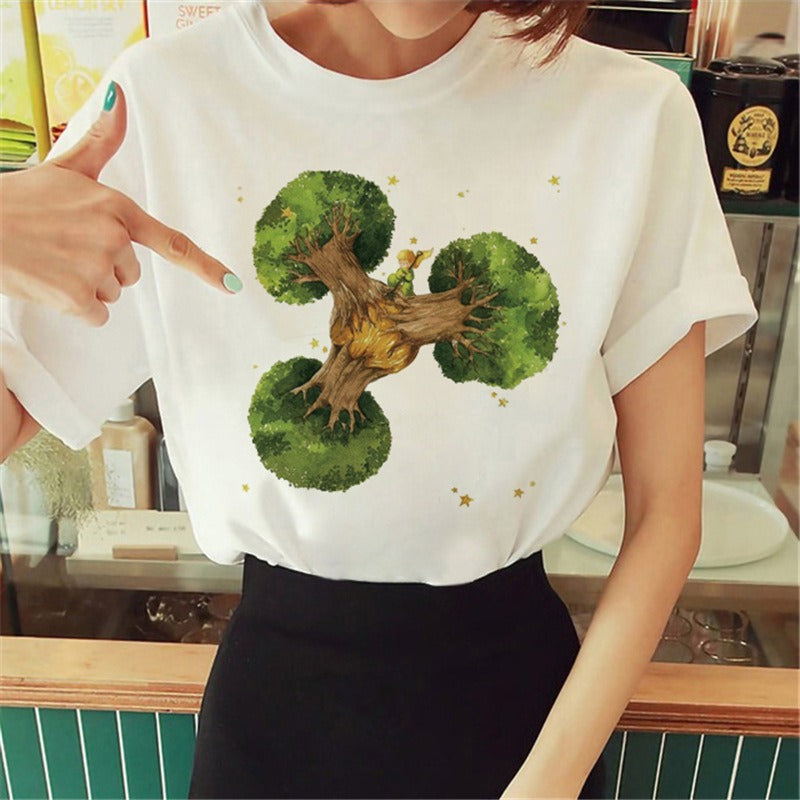 Summer Little Prince Pattern Printed Women's T-shirt Fashionable and Exquisite Women's Top Girls' Summer Wear