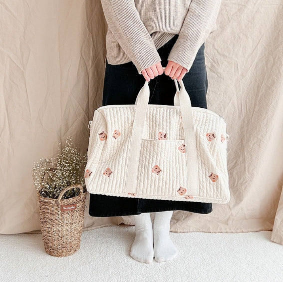 Embroidered Travel Bag Large Capacity Luggage Bag Lightweight Carry-on Handheld Shoulder Bag Boston Bag