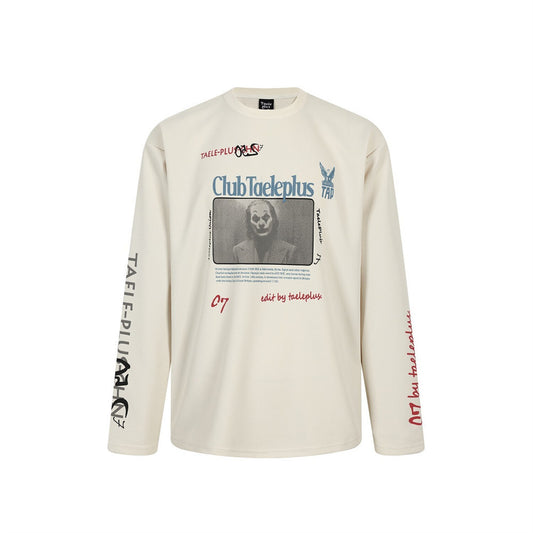Hip hop clown character printed long sleeved shirt