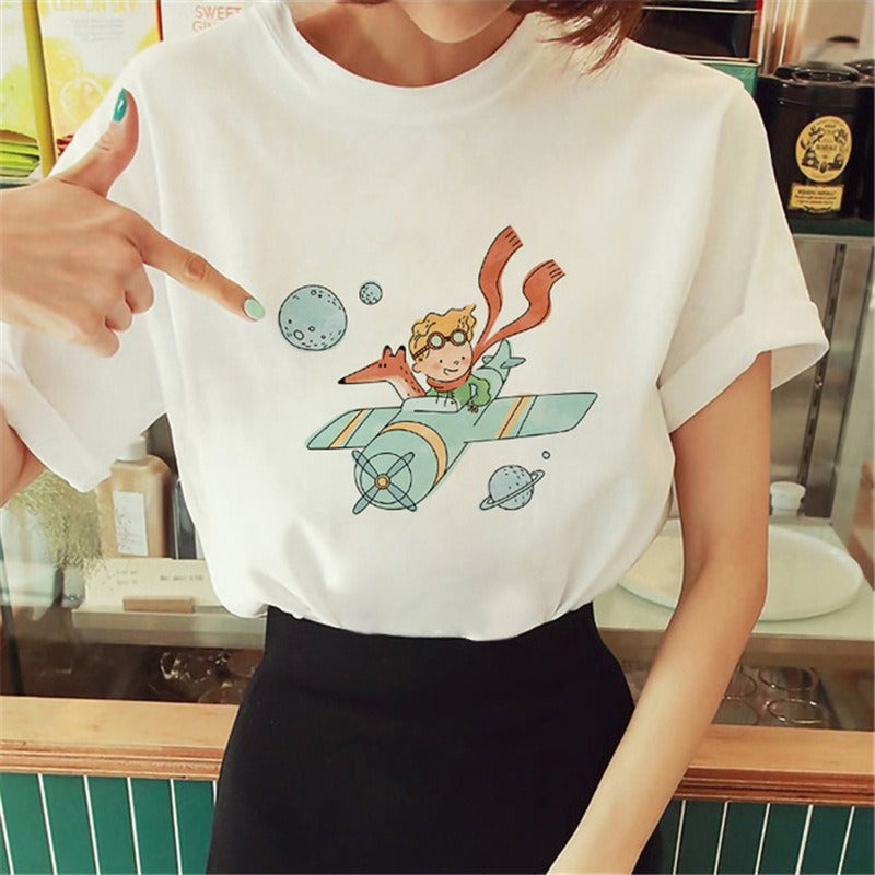 Summer Little Prince Pattern Printed Women's T-shirt Fashionable and Exquisite Women's Top Girls' Summer Wear